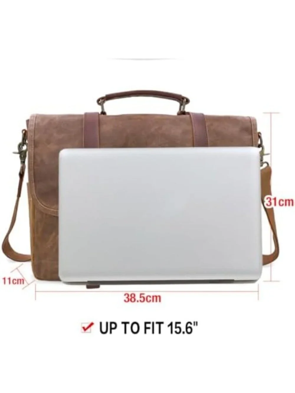 Stylish 15.6 Inch Men's Messenger Bag | Business Office Work Briefcase - Brown